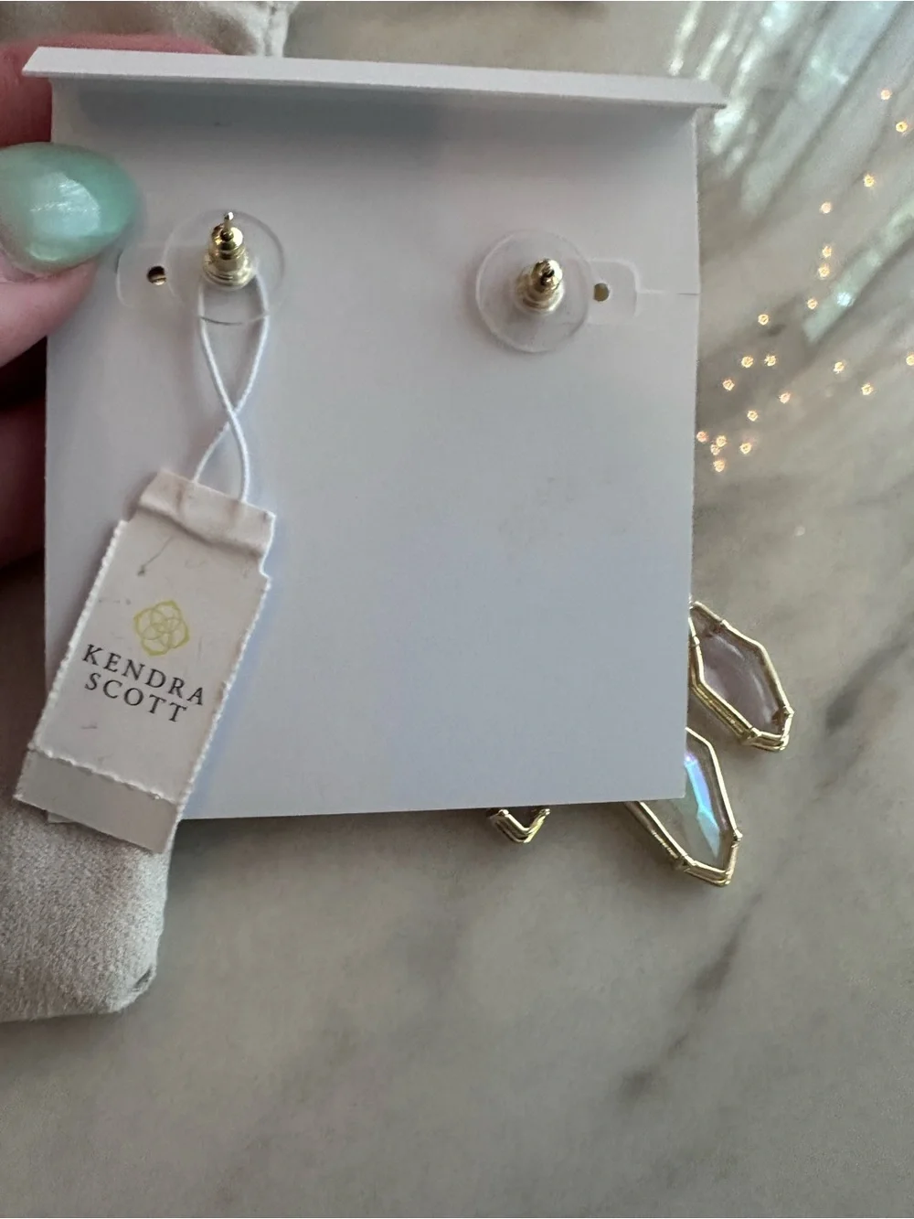 Kendra Scott Gold Iridescent Pink/Lavender Alexandria Chandelier Earrings - Picture 5 of 10